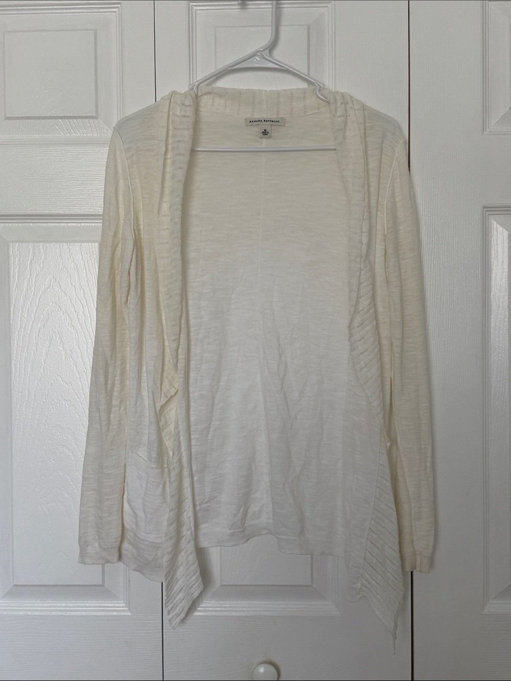 Banana Republic Cream Open-Front Lightweight Cardigan